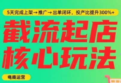 淘宝截流快速起店玩法，掌握暴力快速起店的流程，5天完成上架-推广-出单闭环-网创副业教程