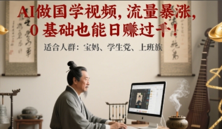 AI做国学视频，流量暴涨 ，0 基础也能日入多张-网创副业教程