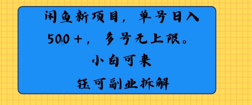 闲鱼玩法单号日收入5张+ 多号无上限 操作简单几乎零门槛-网创副业教程