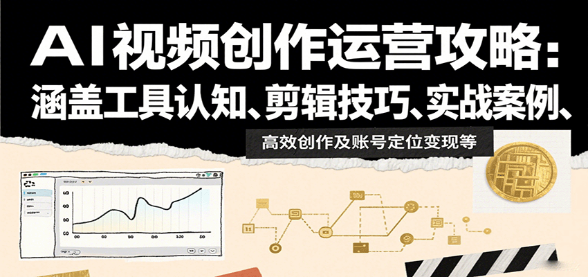 AI视频创作运营攻略：涵盖工具认知、剪辑技巧、实战案例、高效创作及账号定位变现等-网创副业教程