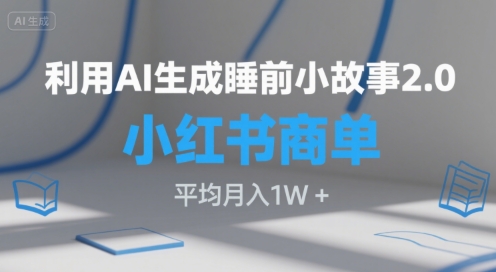利用AI生成睡前小故事2.0.小红书商单接到手软，平均月入1W+-网创副业教程