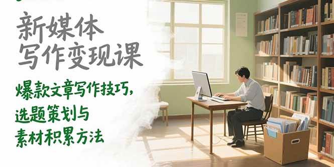 （15345期）新媒体写作变现课，爆款文章写作技巧，选题策划与素材积累方法-网创副业教程