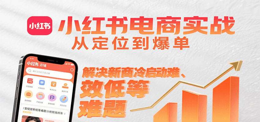 小红书电商实战，从定位到爆单解决新商冷启动难、变现效率低等难题-网创副业教程