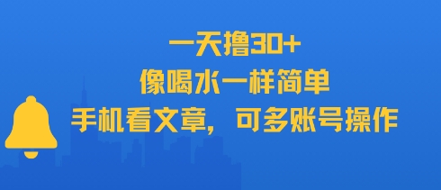 一天撸30+，像喝水一样简单，手机看文章，可多账号操作-网创副业教程