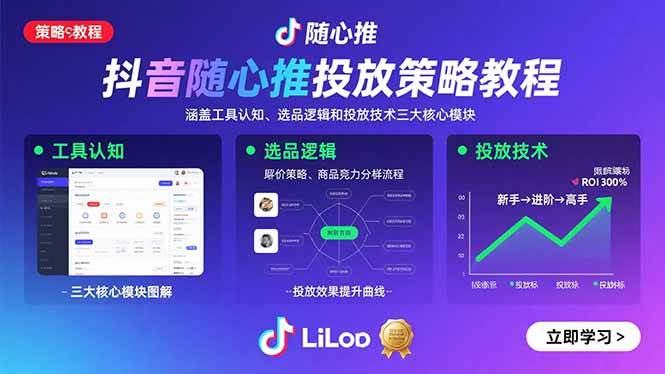 （15828期）抖音随心推投放策略教程：涵盖工具认知、选品逻辑和投放技术三大核心模块-网创副业教程