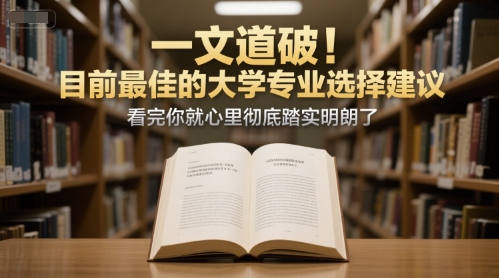 付费文章：一文道破！目前最佳的大学专业选择建议，看完你就心里彻底踏实明朗了-网创副业教程