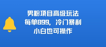 男粉项目高级玩法,每单899,冷门暴利,小白也可操作-网创副业教程