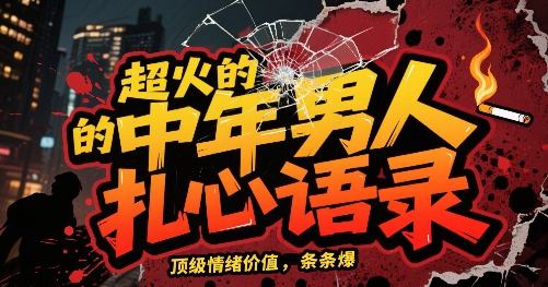 超火的中年男人扎心语录,顶级情绪价值,条条爆,AI操作简单-网创副业教程