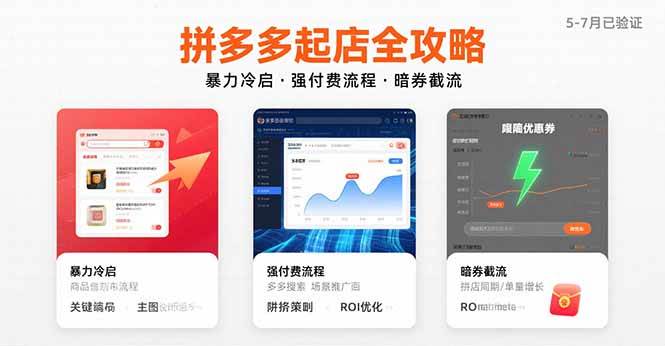 （15670期）拼多多起店全攻略，暴力冷启，强付费流程，暗券截流，5-7月已验证的方法-网创副业教程