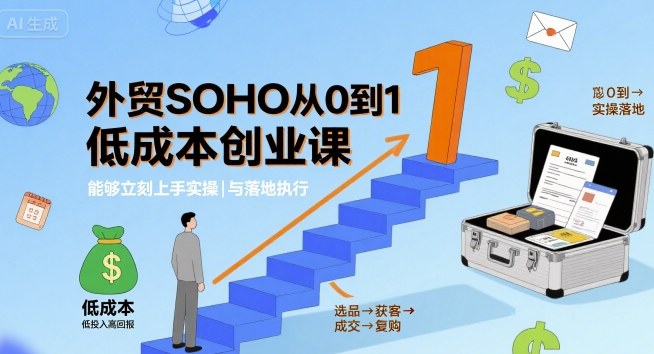 外贸SOHO从0到1低成本创业课,能够立刻上手实操与落地执行-网创副业教程