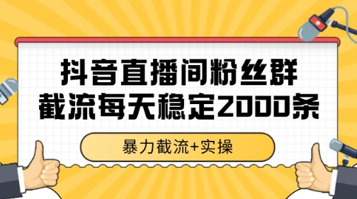 抖音直播间粉丝群暴力截流,一台电脑每天稳定2000条数据【揭秘】-网创副业教程