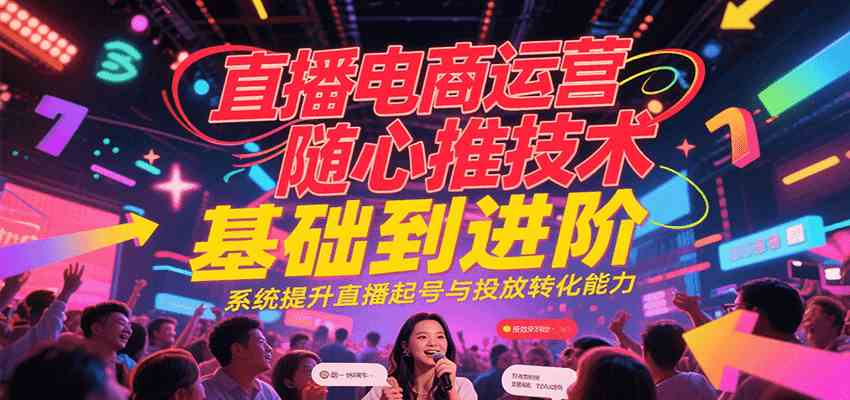 直播电商运营随心推投放技术基础到进阶，系统提升直播起号与投放转化能力-网创副业教程