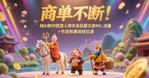 商单不断!纯AI制作西游人物羊毛毡版文旅MV,流量+节目效果统统拉满-网创副业教程