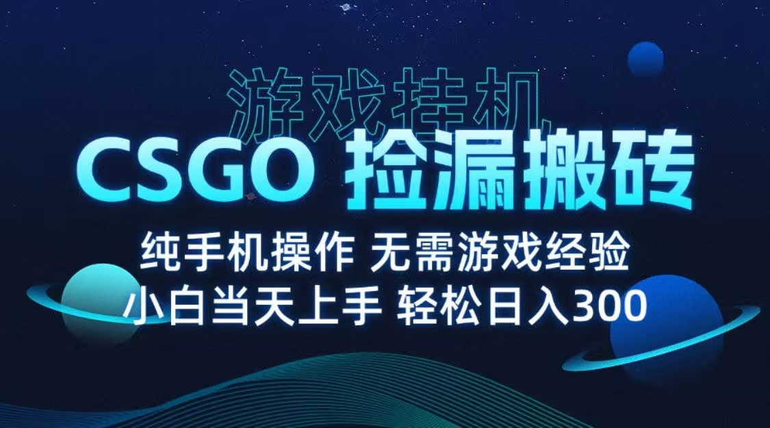 9月最新游戏搬砖,CSGO纯挂机,不需要玩游戏,实现真挂机,月入1W+-网创副业教程