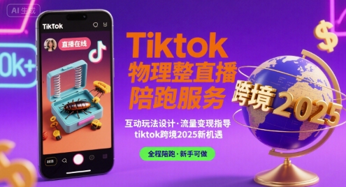 Tiktok物理整蛊直播陪跑服务-tiktok跨境2025-网创副业教程