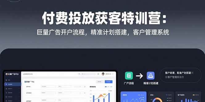 （15426期）付费投放获客特训营：巨量广告开户流程，精准计划搭建，客户管理系统-网创副业教程