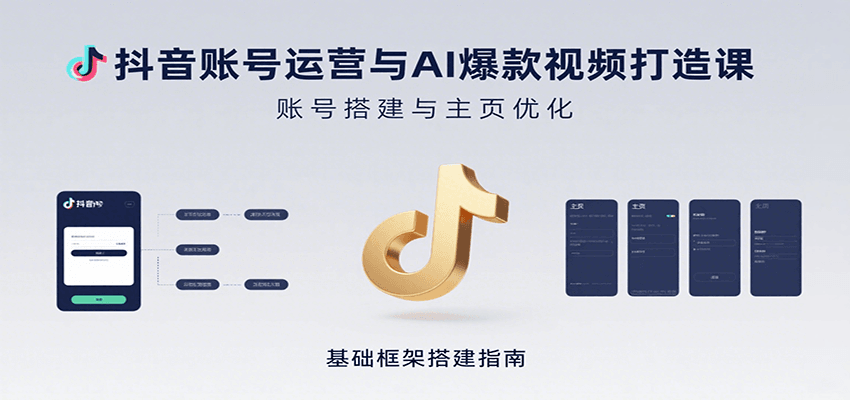 抖音账号运营与AI爆款视频打造课:含账号搭建、运营及多种AI特效视频制作方法-网创副业教程