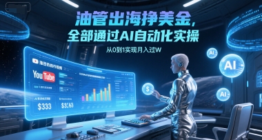 油管出海挣美金,全部通过AI自动化实操,从0到1实现月入过W-网创副业教程