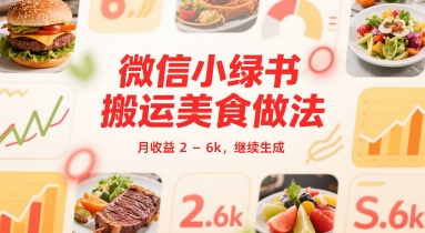 微信小绿书搬运美食做法 月收益 2-6k-网创副业教程