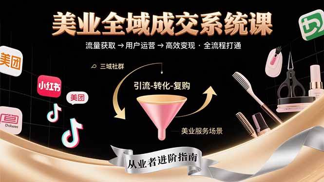 (15650期)美业全域成交系统课程:帮助美业从业者打通从流量获取到高效变现全流程-网创副业教程