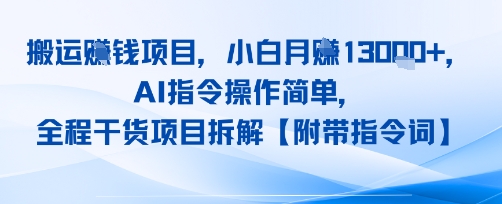 搬运挣钱项目,AI指令操作简单,小白月入1W+,全程干货项目拆解-网创副业教程