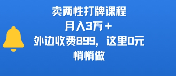 卖两性打牌课程,月入3W+外边收费899的课程,这里0元,悄悄做-网创副业教程