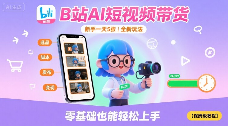 B站AI短视频带货,新手一天5张,全新玩法【保姆级教程】-网创副业教程