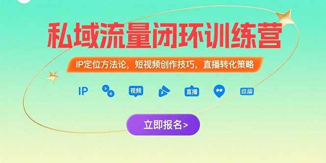 （15396期）私域流量闭环训练营：IP定位方法论，短视频创作技巧，直播转化策略-网创副业教程