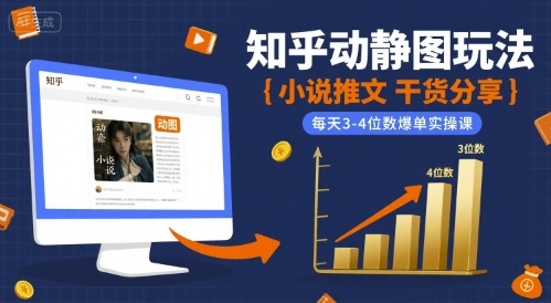 小说推文干货分享之知乎动静图玩法,每天3-4位数爆单实操课-网创副业教程