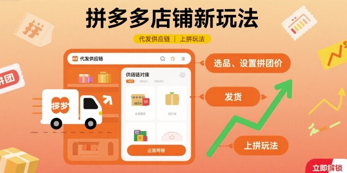 拼多多店铺新玩法,代发供应链上拼玩法-网创副业教程