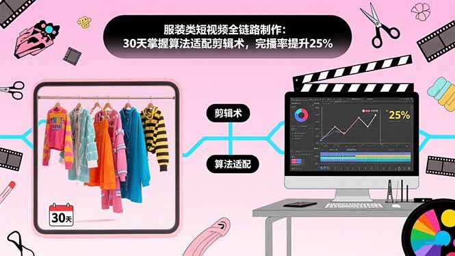 (15655期)服装类短视频全链路制作:30天掌握算法适配剪辑术,完播率提升25%-网创副业教程