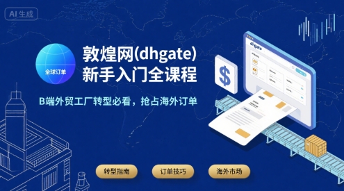 敦煌网(dhgate)新手入门全课程,B端外贸工厂转型必看,抢占海外订单-网创副业教程