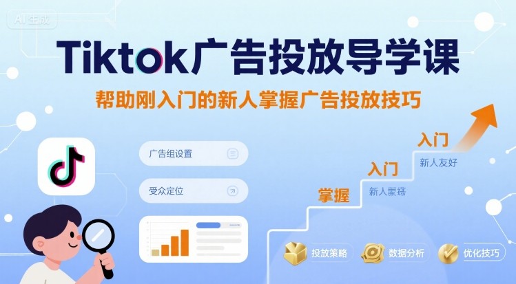 Tiktok广告投放导学课,帮助刚入门的新人掌握广告投放技巧-网创副业教程