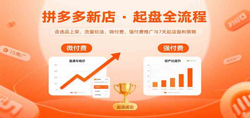拼多多新店起盘全流程,含选品上架、流量玩法,微付费、强付费推广与7天起店盈利策略-网创副业教程