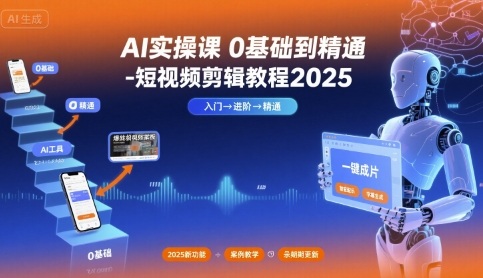 AI实操课0基础到精通-短视频剪辑教程2025-网创副业教程