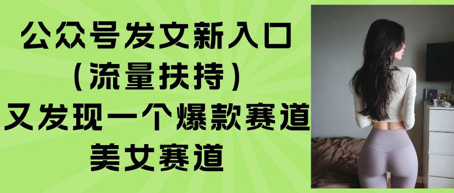 (15781期)公众号发文新入口(流量扶持),又发现一个爆款赛道:美女赛道-网创副业教程