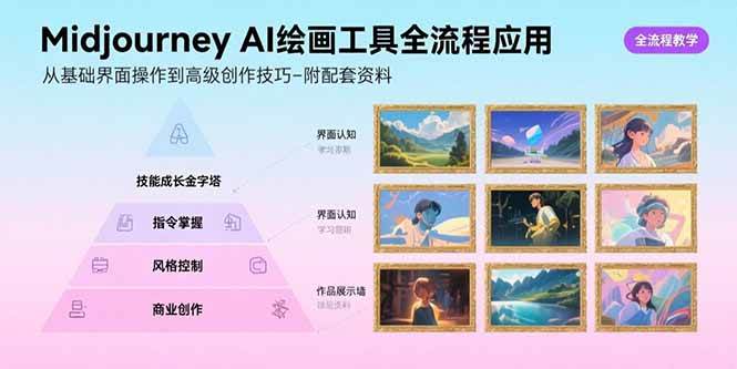 (15628期)Midjourney AI绘画工具全流程应用,从基础界面操作到高级创作-附配套资料-网创副业教程