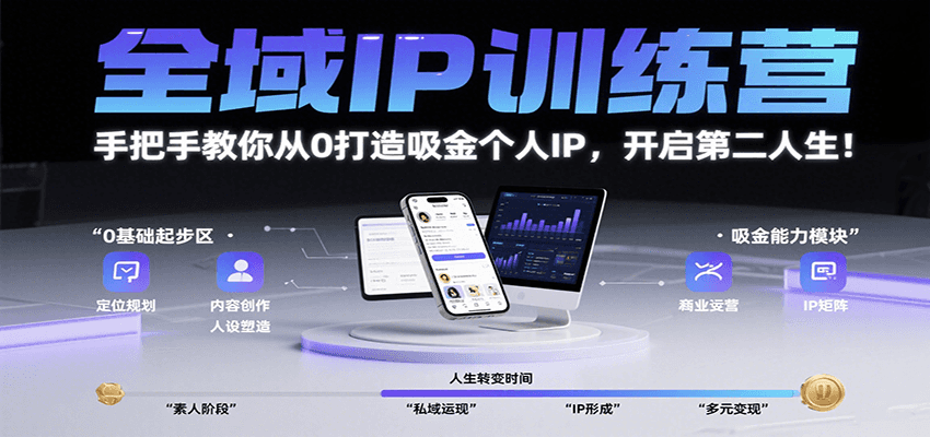 全域IP训练营,手把手教你从0打造吸金个人IP,开启第二人生!-网创副业教程