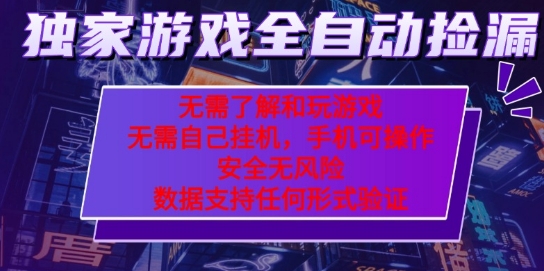 游戏全自动捡漏项目,最新独家玩法,每天操作几十分钟,无任何难度,当天见收益【揭秘】-网创副业教程