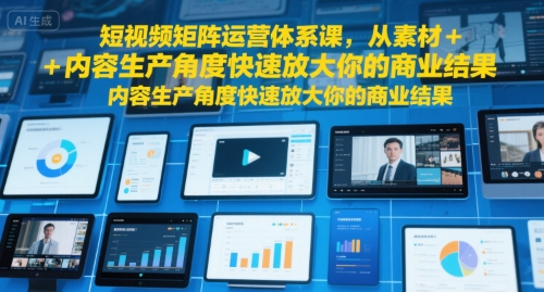短视频矩阵运营体系课,从素材+内容生产角度快速放大你的商业结果-网创副业教程