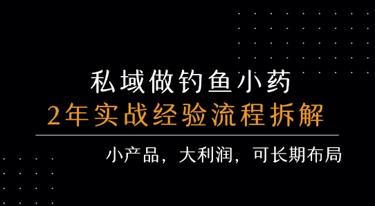 私域做钓鱼小药 每单利润3张+ 详细流程拆解-网创副业教程
