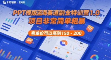 PPT模版蓝海赛道副业特训营1.0,项目非常简单粗暴,客单价可以高到150-200-网创副业教程