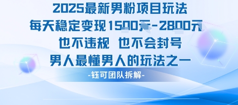 2025最新男粉项目玩法每天变现1k+也不违规也不会封号男人最懂男人的玩法-网创副业教程