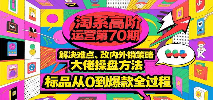 淘系高阶运营第70期,解决难点、改内外销策略,大佬操盘方法,标品从0到爆款全过程-网创副业教程
