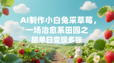 AI制作小白兔采草莓,一场治愈系田园之旅单日变现多张-网创副业教程