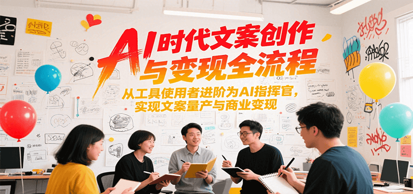 AI时代文案创作与变现全流程，从工具使用者进阶为AI指挥官，实现文案量产与商业变现-网创副业教程